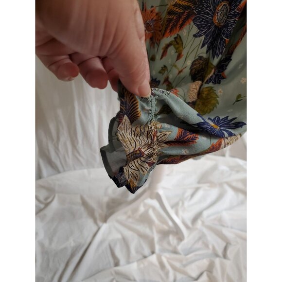 Spartina 449 Silk Josette Blouse Feathers & Butterflies Sheer Size 2XL Autumn - Picture 6 of 16